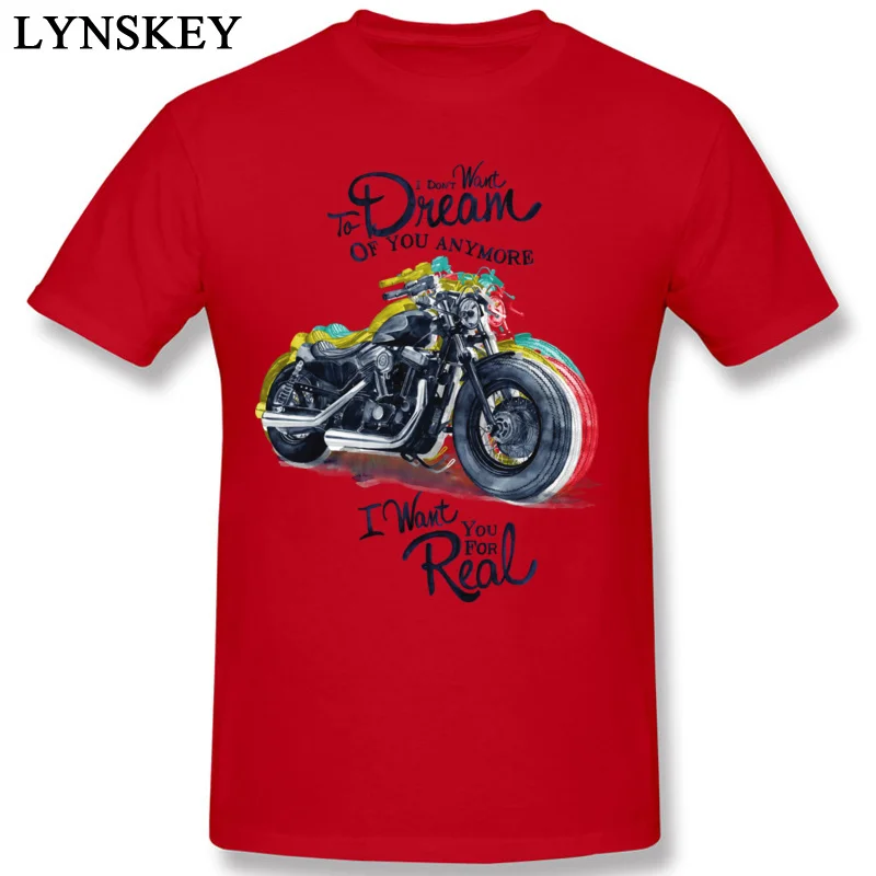 Men`s Tops T Shirt Newest Normal T Shirts 100% Cotton O Neck Short Sleeve Unique Motorcycledream Tee-Shirt Top Quality red