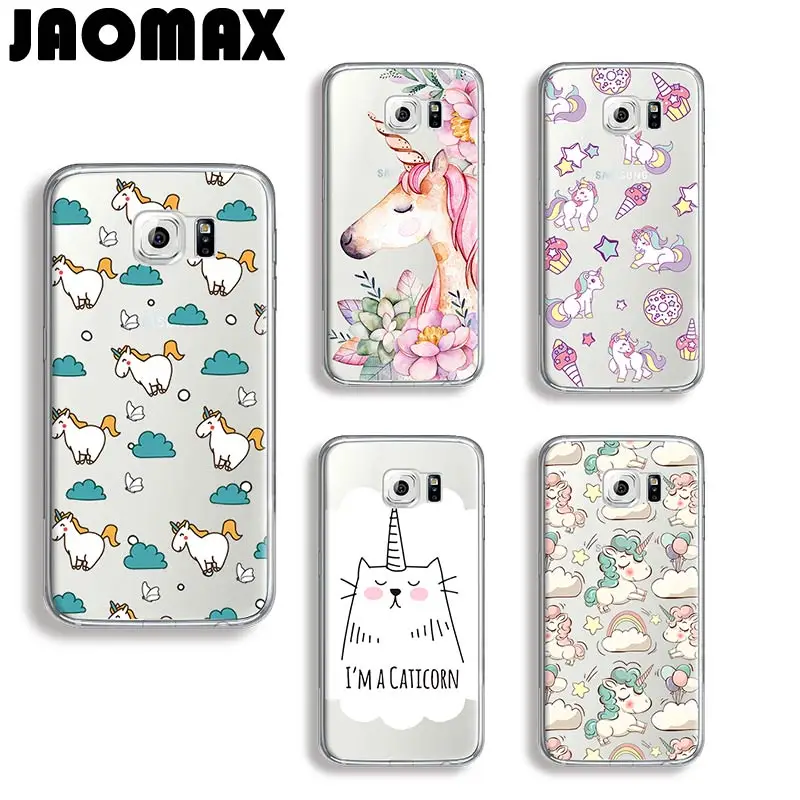 Jaomax Cartoon Unicorn Case For Samsung Galaxy Note 8 S6 S7 Egde S8 Plus A3 A5 J3 J5 J7 Transparent Silicone TPU Phone Bag Cases | Мобильные
