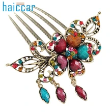 Горячие best Дело Красота для девочек модные женские туфли аксессуар для волос в стиле ретро с цветами и стразами Tuck волосы расческой вилка J22X15