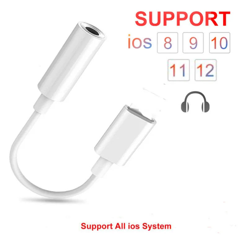 

Lachouffe For Lightning to 3.5mm Adapter Jack Audio Earphone AUX Cable For Apple iPhone X 7 8 Plus For IOS 12 Headphone Adapter