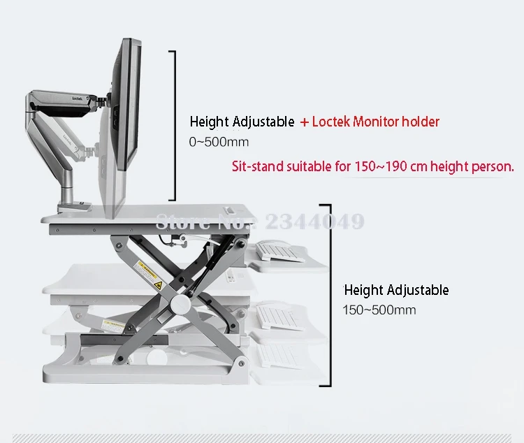 Loctek M1 EasyUp Регулируемая по высоте сидячая стойка стол стояк складной ноутбук стол ноутбук/стойка-держатель для монитора с клавиатурой лоток