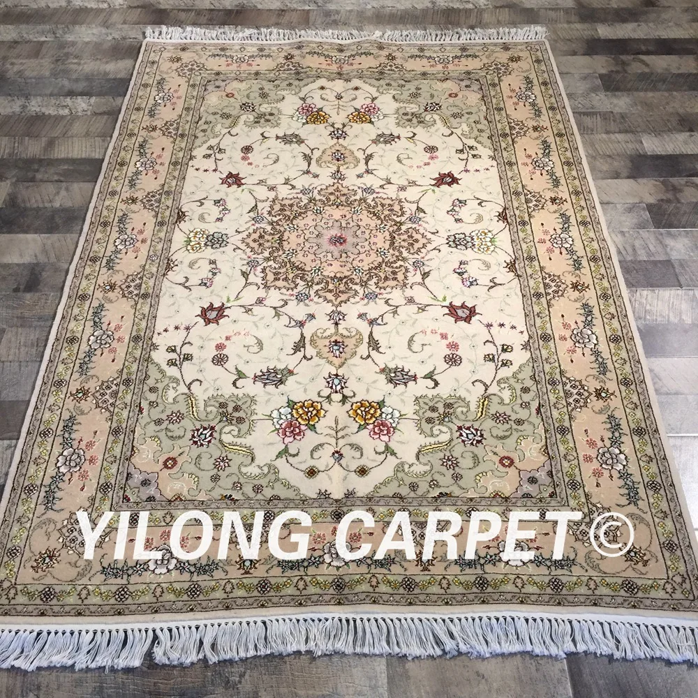 Yilong 4'x6' элегантный ручной турецкий ковер Восточное утонченное украшение для дома Тибетский ковёр из шелка и шерсти(WY2098S4x6
