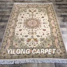 Yilong 4'x6' элегантный ручной турецкий ковер Восточное утонченное украшение для дома Тибетский ковёр из шелка и шерсти(WY2098S4x6