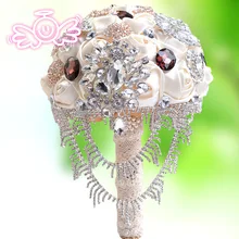 Искусственный цветок ручной работы свадебные букеты белые свадебные цветы Свадебная Хрустальная брошь букеты с жемчугом Ramos de Novia