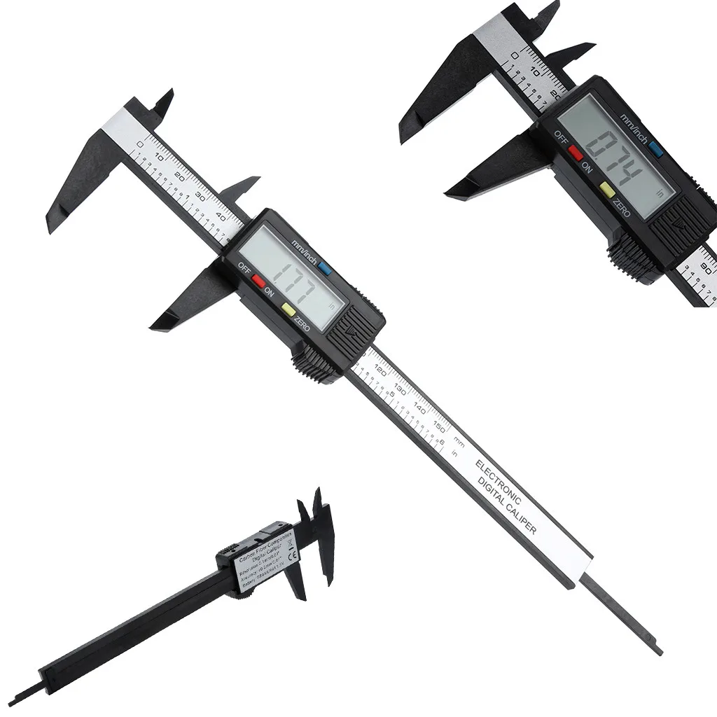 

150mm/6inch LCD Digital Electronic Carbon Fiber Vernier Caliper Gauge Micrometer #XTN