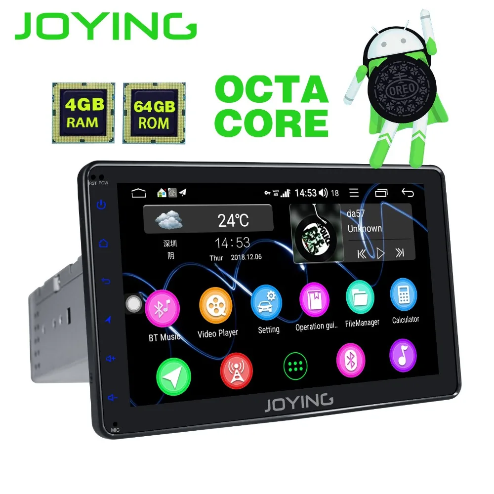 Flash Deal Joying 8"Single Din Octa Core 4GB+64GB 1.8GHz Android 8.1 Car Radio Stereo Head Unit GPS Multimedia Player Built-in 4G Modem DSP 3