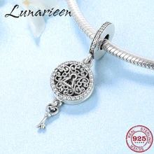 925 пробы Серебряная круглой формы замок и ключ к моему любовь изысканные Подвески бисер подходят браслет подвес Пандора ювелирных изделий