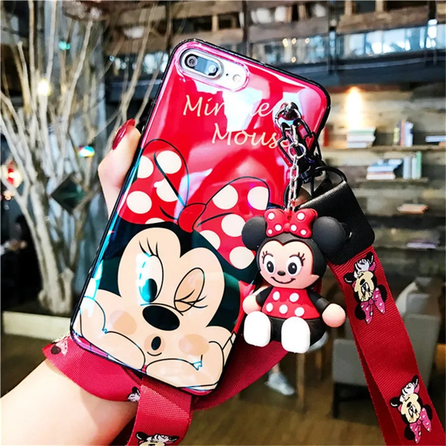 

Cartoon 3D Minnie Soft Case for Huawei P20 P30 Pro Case Toy Stander Strap Lanyard Case For Huawei P20 Pro P30 Nova 3 4 Honor 10