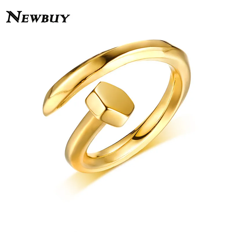 

NEWBUY Punk Style Nail Shape Men Ring Gold Color Stainless Steel Ring Statement Male Party Jewelry Dropshipping