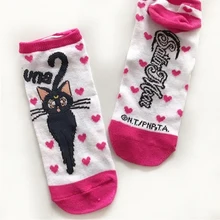 Носки с изображением Луны в стиле Лолиты Харадзюку, kawaii luna cat, женские носки для взрослых, японские Мультяшные, 10 пар/партия