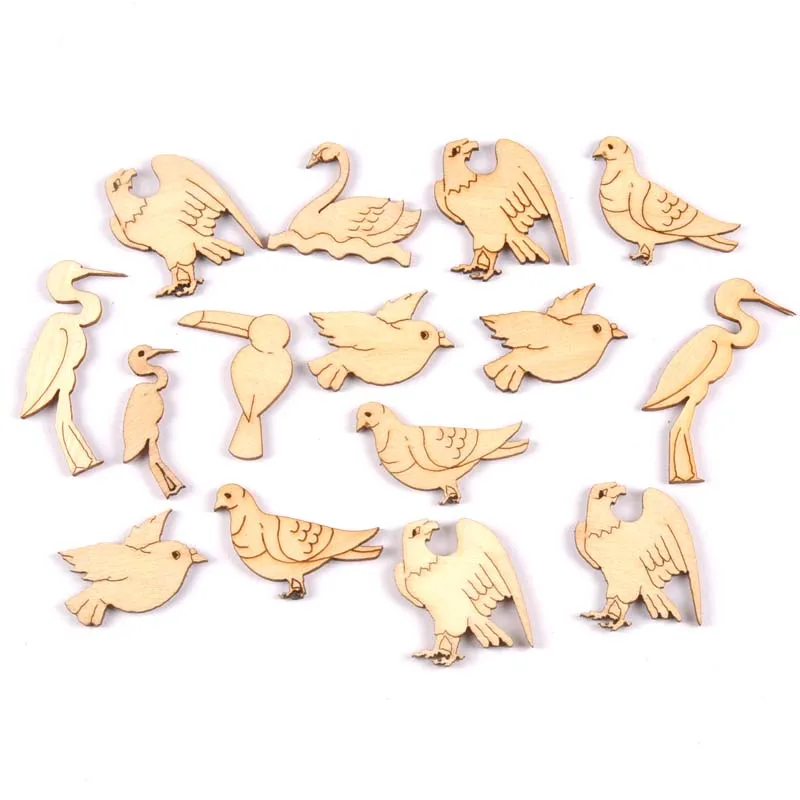 Деревянные украшения в форме птицы для скрапбукинга, поделки своими руками, украшения для дома ручной работы 25-35 мм, 20 шт M1937