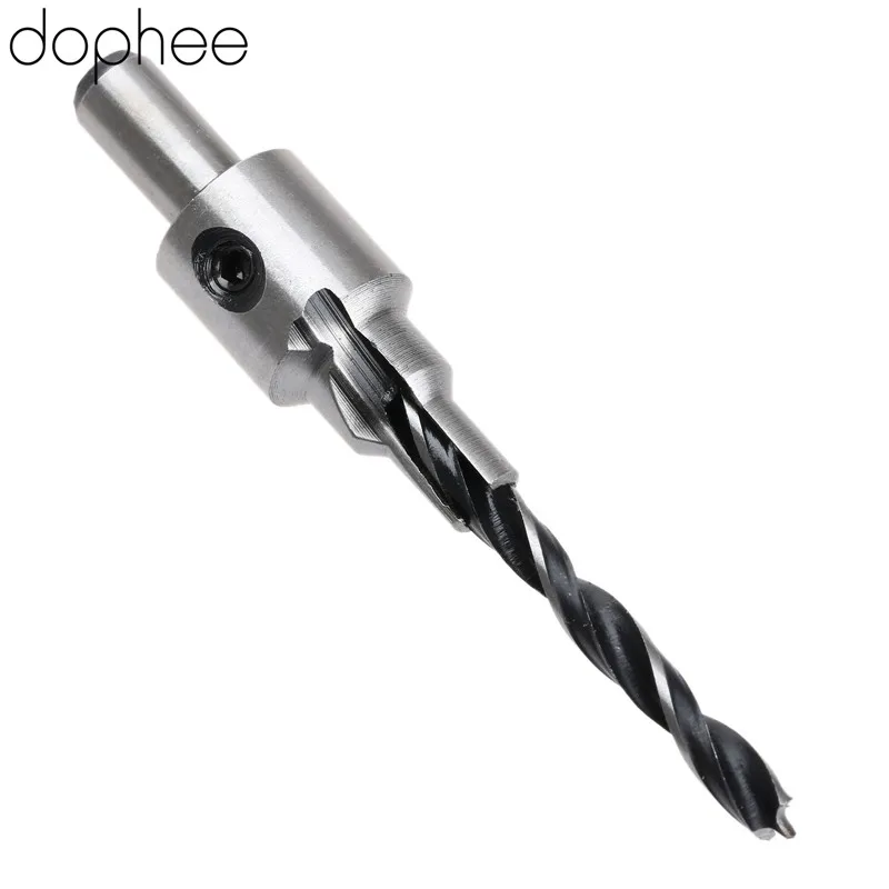 

dophee 5-7mm Steps Drilling Countersink 3 Step Drill Bits Reamer Screw Wood Hole Saw Woodworking Chamfer Power Tools 8mm Shank