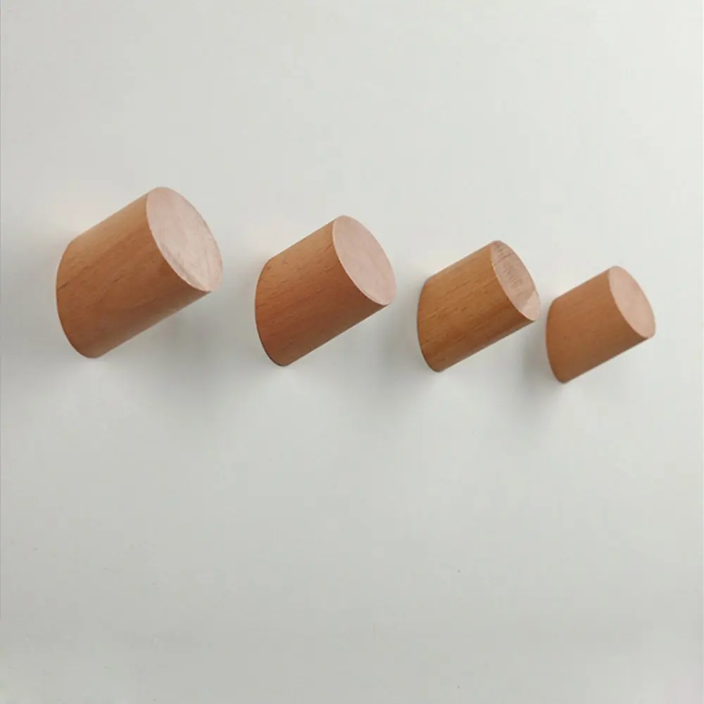 Natural Wooden Coat Hooks, Wall Mounted Single Wall Hook Rack, 2Pcs Decorative Craft Clothes