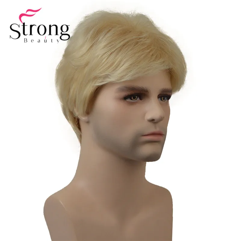 StrongBeauty Блондинки Короткие, полный синтетический парик для Для мужчин мужской Fleeciness волос реалистичные парики выбор цвета