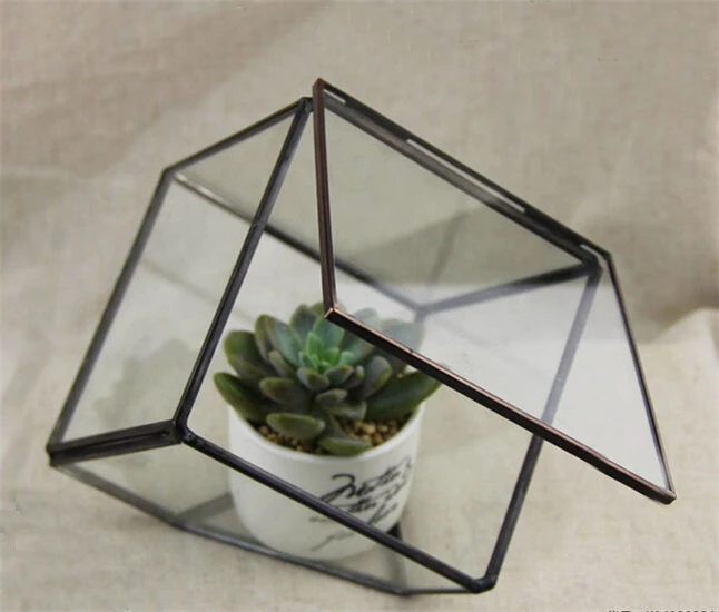 Ручная работа маленькая стеклянная Террариум куб ваза с крышкой, стеклянная Свадебная ваза для украшения, квадратный подвесной Террариум для растений для украшения дома