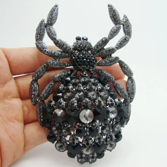 

Vintage Fashion Jewelry Black Rhinestone Crystal Classic Spider Animal Large Brooch Pin Pendant Free Shipping