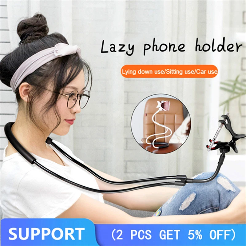 

New Hanging Neck Mobile Phone Holder Lazy Multi-functional Desktop Bed Extension Flexible Bracket for iPhone 7 Smartphone Stent