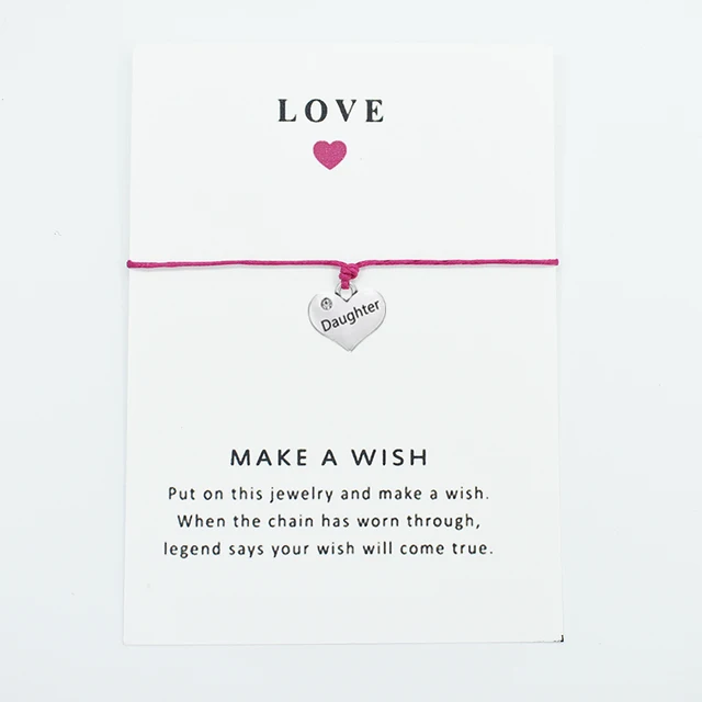 Well Wish Bracelet Jewelry Silver Daughter Alphabet Pendant Wax Well Wish Bracelet Jewelry Silver Daughter Alphabet Pendant Wax Rope Alloy Adjule Make A