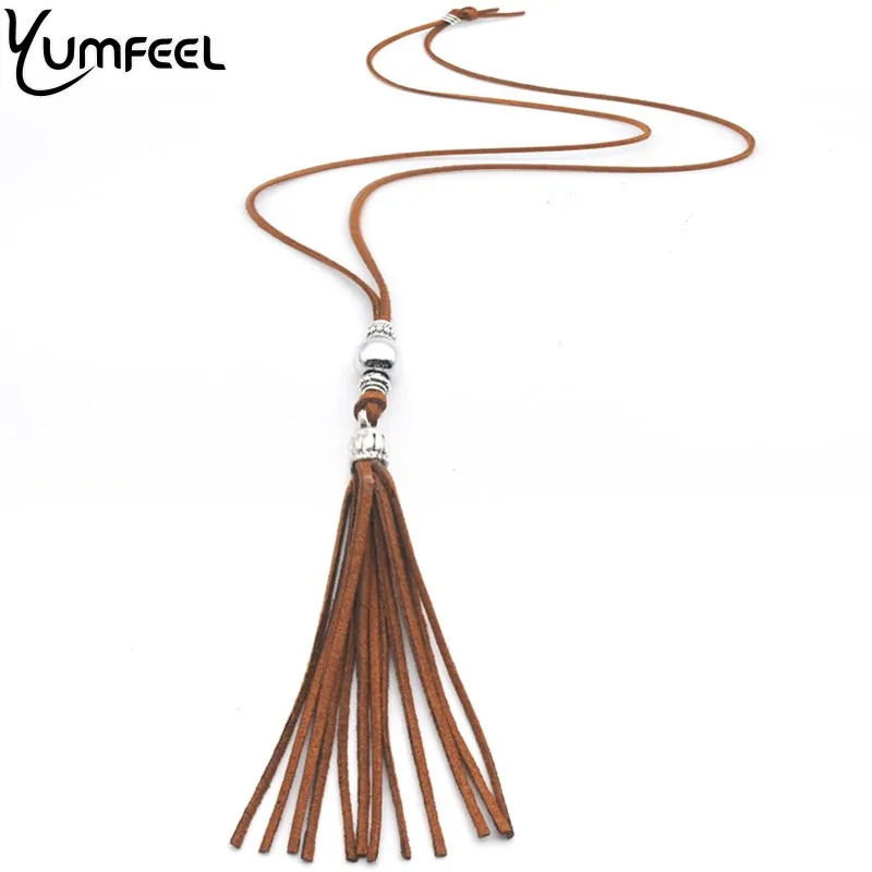 

Yumfeel Velvet Leather Tassel Necklace Bohemian Jewelry Long Necklace Women Gifts