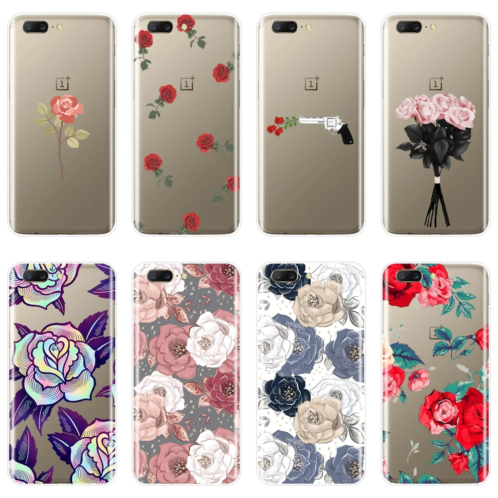 Чехол для One Plus 6 6T 5 5T 3 3T силиконовый мягкий модный чехол накладка с цветами розы