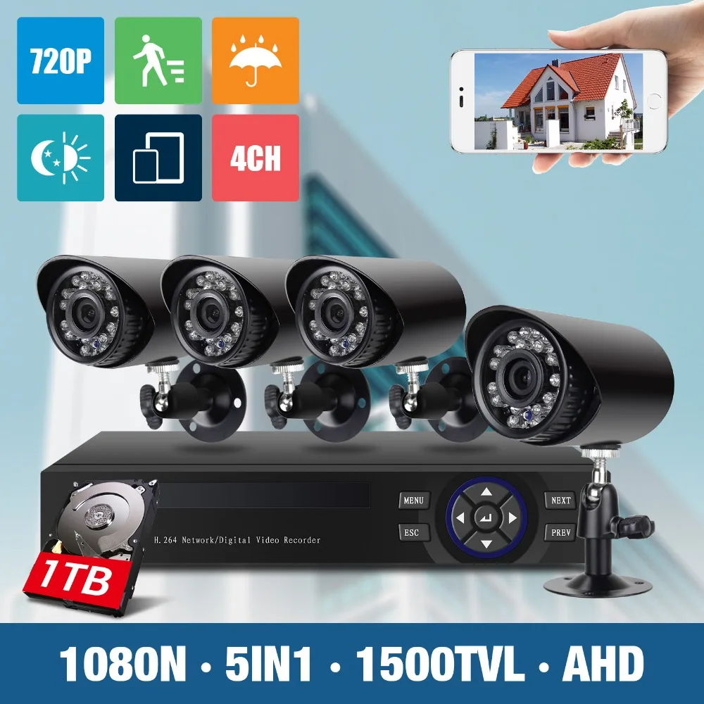 

Morcembr 1MP 4CH CCTV IP Camera System 720P 4CH AHD DVR Video Surveillance Kit Security Cameras Surveillance Set