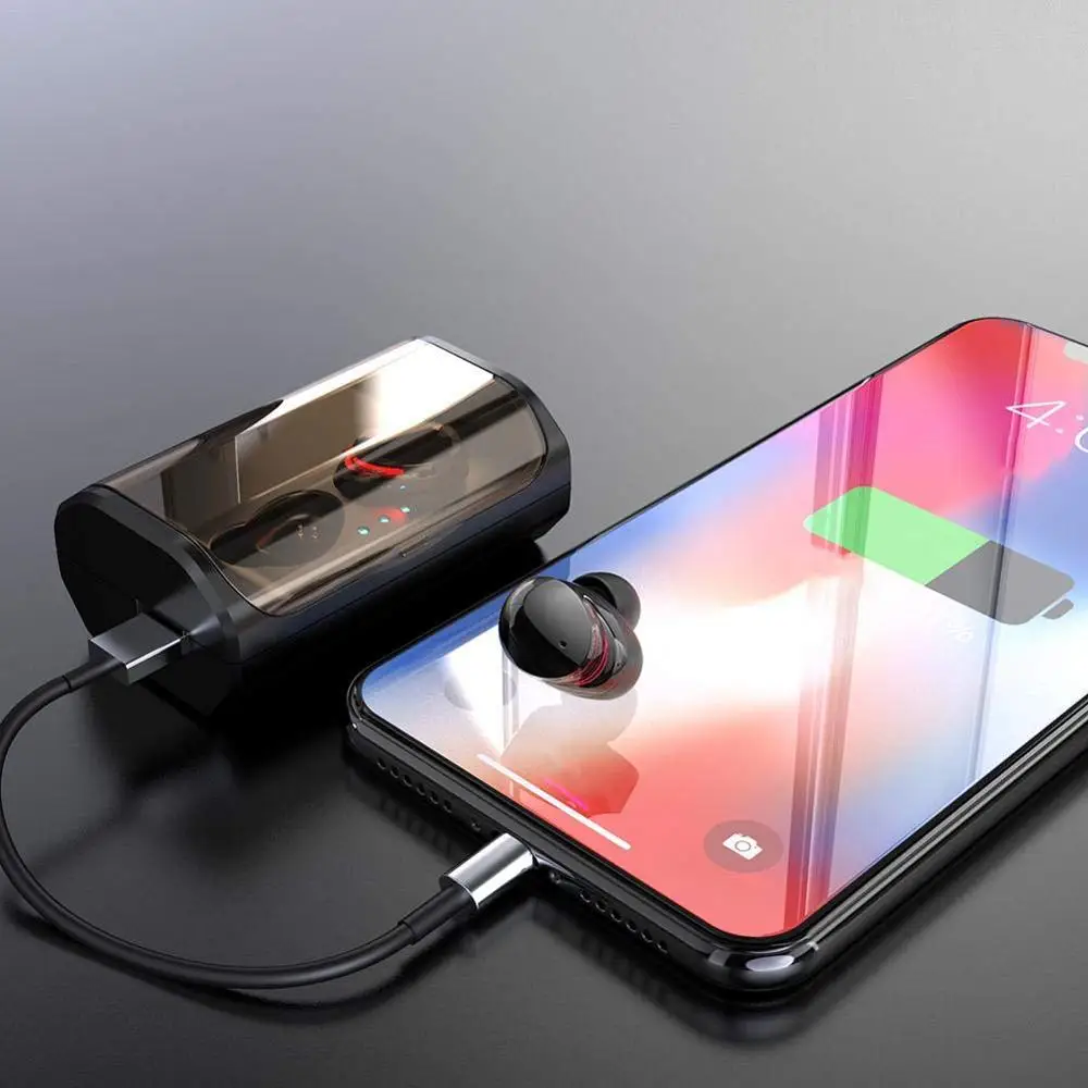 TWS T8 Bluetooth наушники истинные беспроводные глубокие басы истинные стерео водонепроницаемые спортивные наушники с 3000 мАч зарядная коробка бинауральный вызов