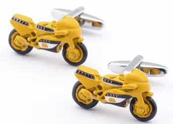 

Exquisite Yellow Motorcycle Cufflinks Copper Made French Shirt Suit Sleeve Cuff Links Cuff Button Men Jewelry Accessory 5pairs