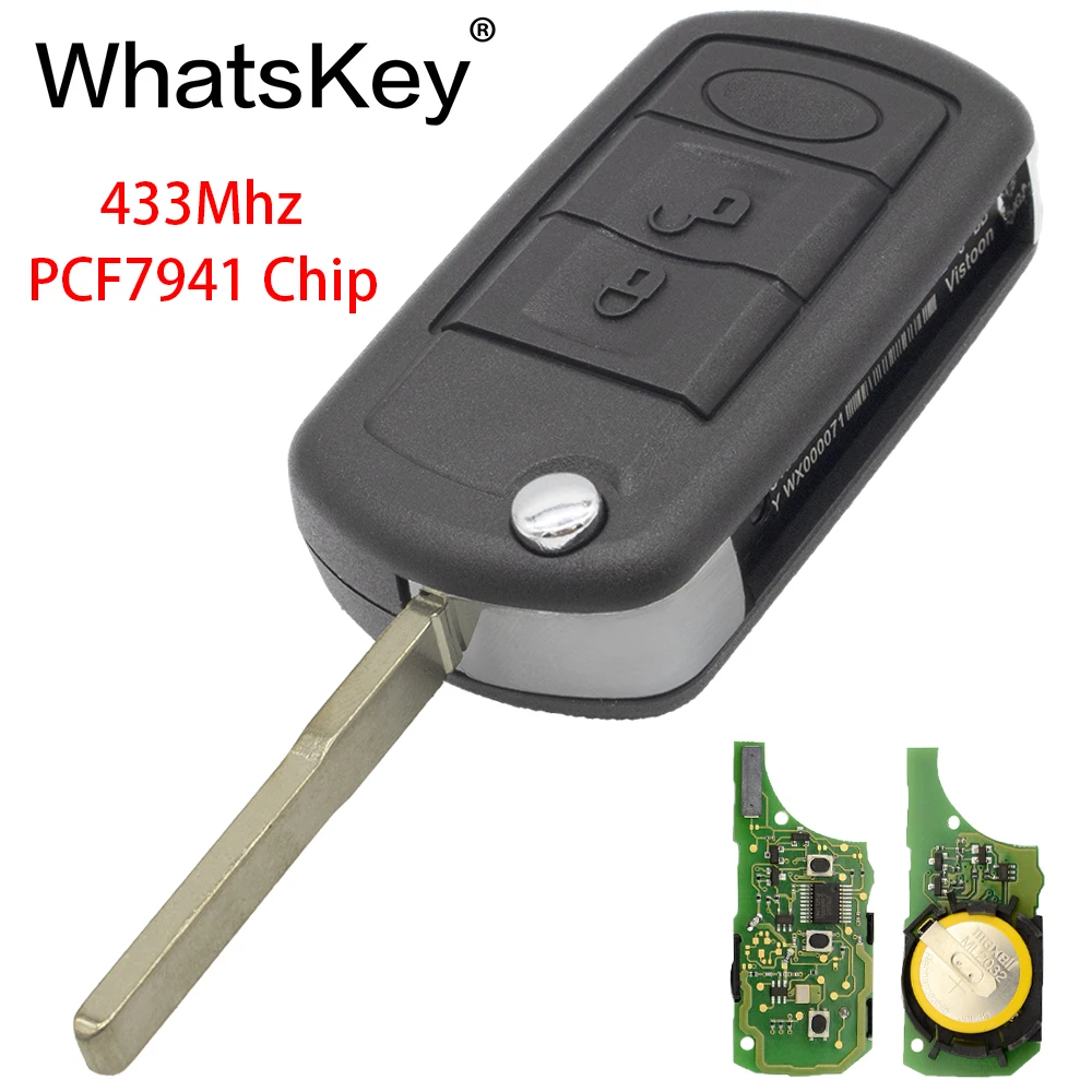 

WhatsKey 433Mhz PCF7941 Chip 3 Buttons Flip Car Key Remote Key For Land Rover For Range Rover Discovery Freelander