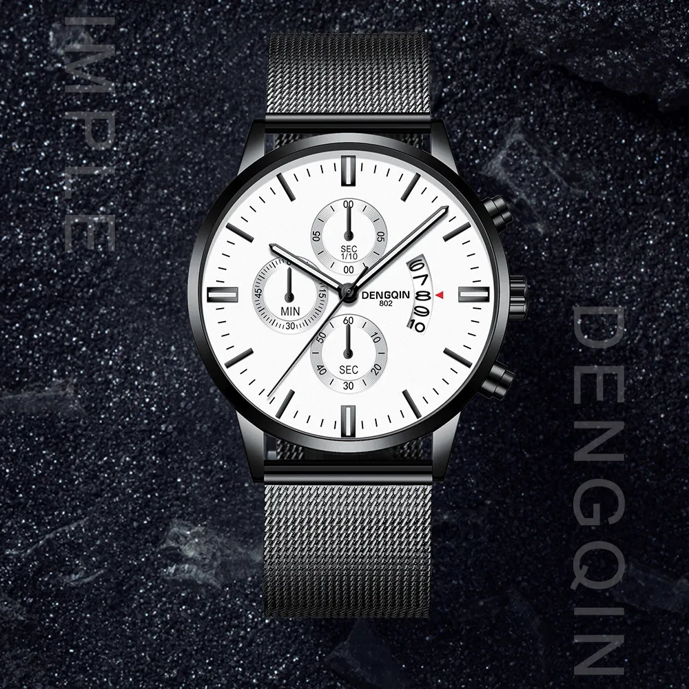 

Luxury Quartz Sport Military Stainless Steel Dial Leather Band Wrist Watch Relogio Masculino Fashion wristwatch mens automatic