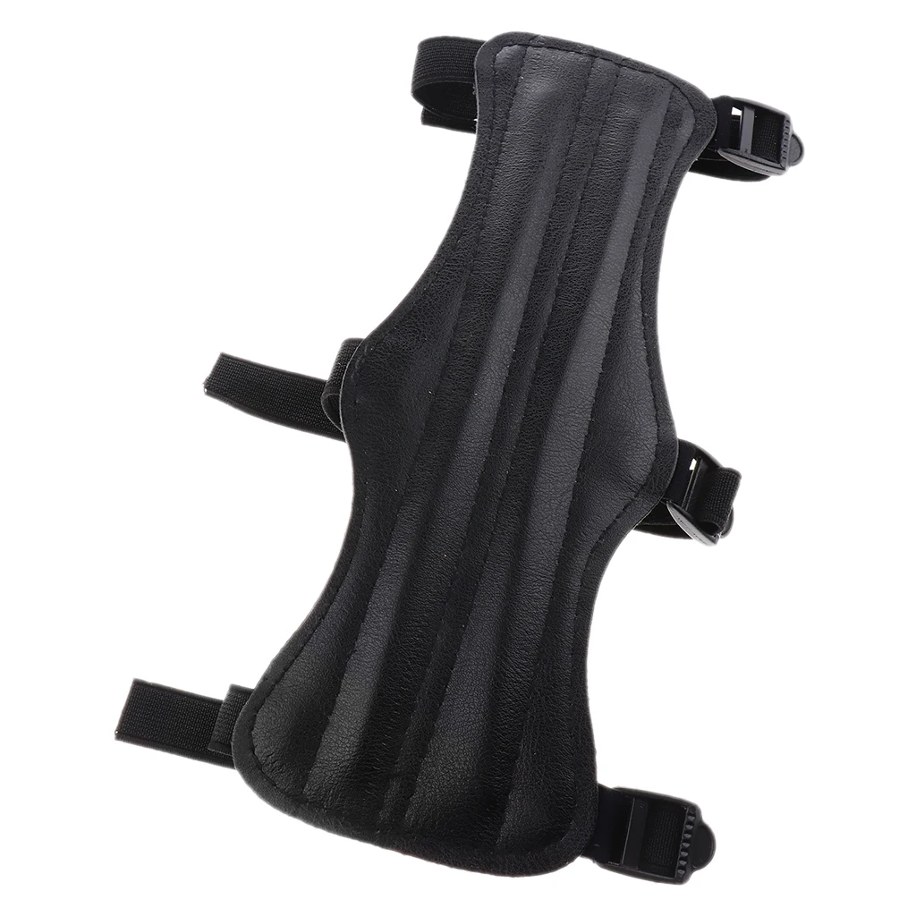 

Shooting Archery Arrow Arm Guard Black PU 3 Straps Bow Protection Gear Recurve Archery Equipment