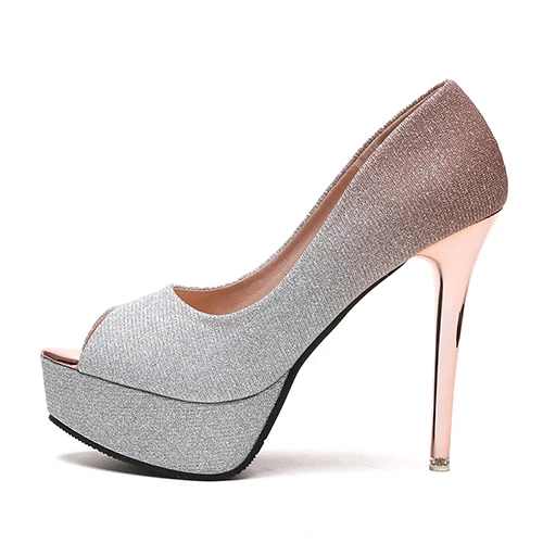 BYQDY/ г.; Осенняя модная обувь; женская обувь на каблуке; весенняя обувь на платформе цвета шампанского; модельная обувь с открытым носком; Серебряная Пряжка; женские туфли-лодочки на шпильке - Цвет: champagne shoes