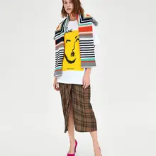 Летняя модная свободная Винтажная футболка с рисунком лица, Женская хлопковая Повседневная рубашка с круглым вырезом, стиль высокого качества