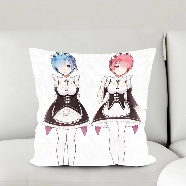 

Oct. New Style Home Textile Re:ZERO Anime Twin Sister Rem & Ram 2WT 2way One-sided Two-sided Bedroom Pillow Case #41014B
