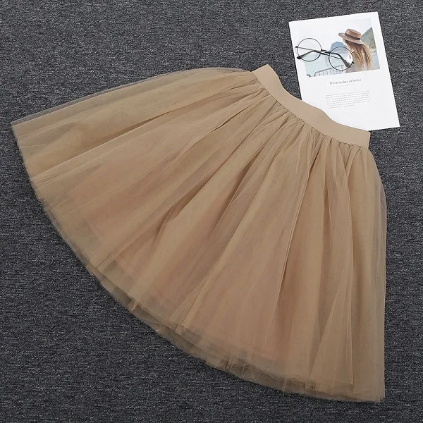Женская шифоновая юбка средней длины с высокой талией до колена Jupe Женская пачка юбка макси новая пышная многослойная юбка для маленьких