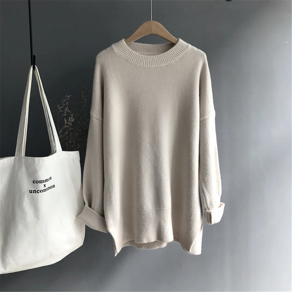 Winter Oversized Women Sweater 2018 Casual Thicken Knitted Sweaters Women Basic Pullovers O-neck Pull Femme Solid Sweater Z9112  (6)