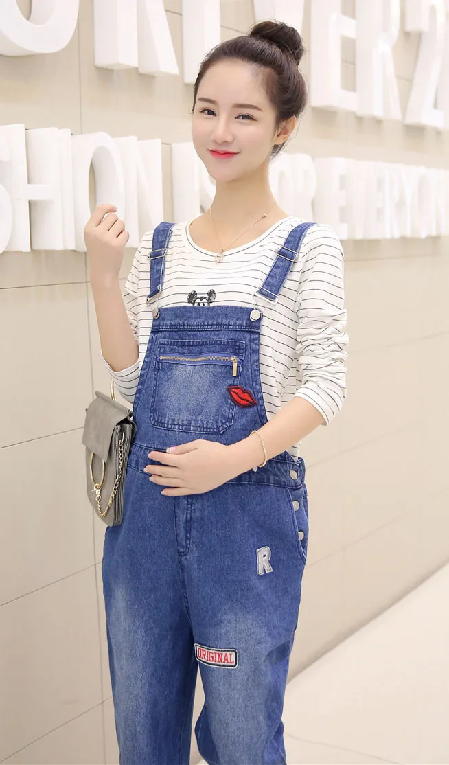 Women's Overall Maternity Denim Jumpsuit Loose Rompers Baggy Pants