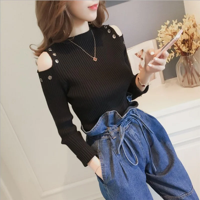 

Women Warm Sweater Autumn Winter Solid Cotton Knitted Casual Female Pullovers Long Sleeves Sweater