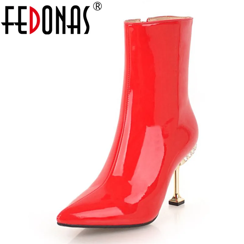 

FEDONAS New Women Ankle Boots Sexy Pointed Toe Autumn Winter Ladies Shoes Woman Zipper Night Club Pumps Ladies High Heels Shoes
