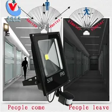 Светодиодный светильник с датчиком движения PIR, индукционный, 10 Вт, 20 Вт, 30 Вт, 50 Вт, 70 Вт, 85-265 в, детективный сенсор, светодиодный светильник