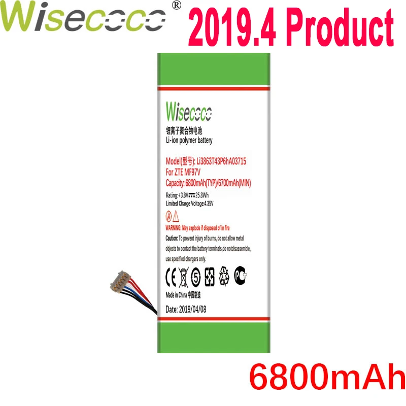 

Wisecoco 6800mAh Li3863T43P6hA03715 Battery For ZTE MF97V MF97B MF97G SPro 2 Phone Latest Production Battery+Tracking Number