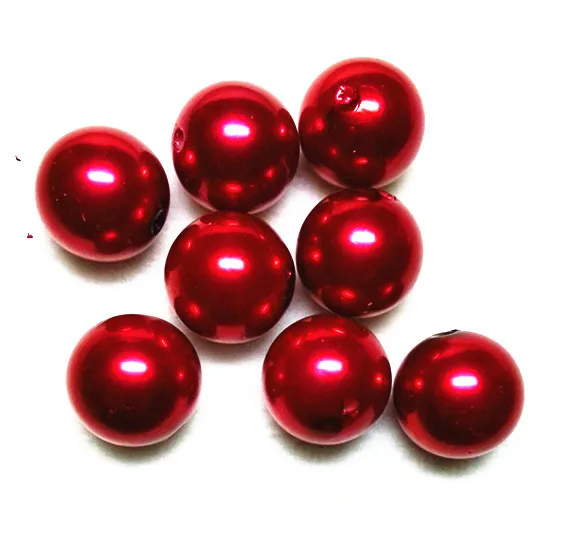 

(choose size) 6mm/8mm/10mm/12mm/14mm/16mm/18mm/23mm/25mm red color Acrylic Pearl Beads #60