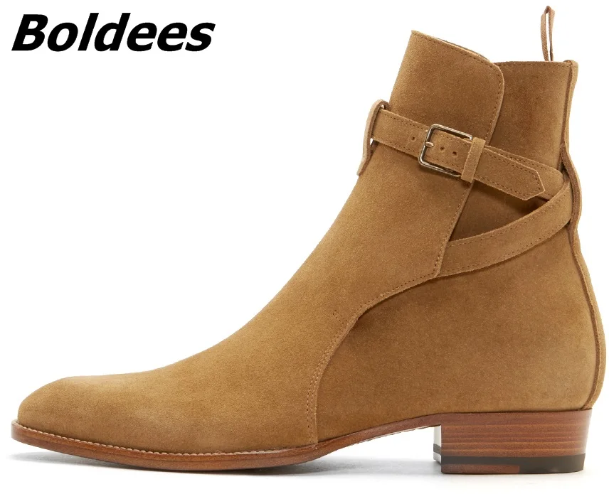 

Boldees Italian Fashion Chelsea Boots Tan Suede Kanye West Wear Boot Real Leather Luxury Brand Men Shoes Bootie WinterBig Size