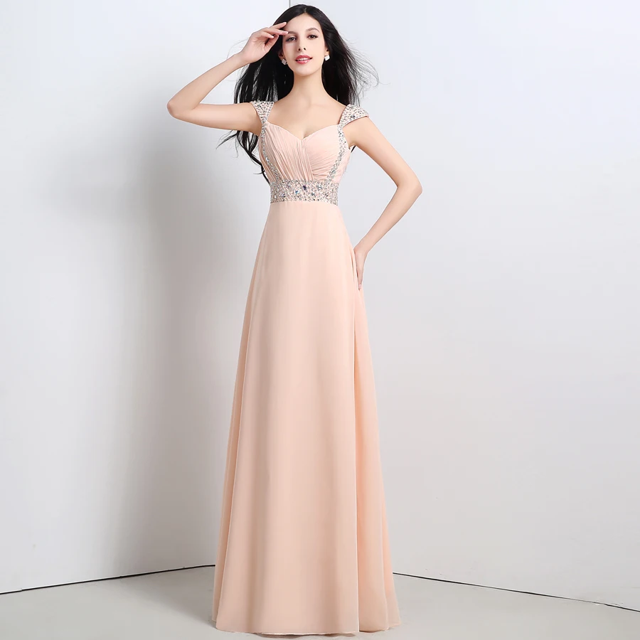 

New Style Woman Dress Beading Elegant Scoop Chiffon Prom Bridesmaid Dresses