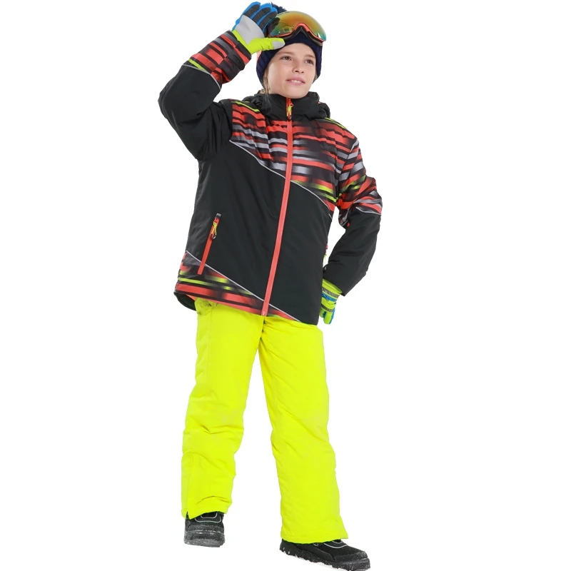 Phibee/лыжный костюм; одежда для маленьких мальчиков; теплые водонепроницаемые ветрозащитные комплекты для сноуборда; зимняя куртка; детская одежда; одежда для детей - Цвет: 81735Yellow