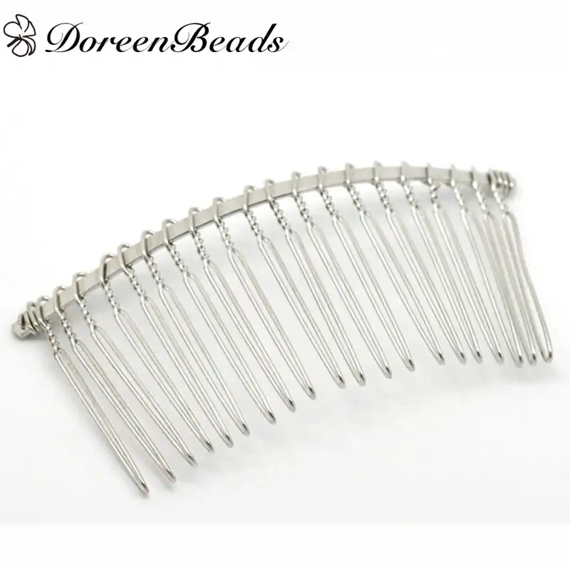 DoreenBeads 10 шт. тусклый серебряный цвет в форме расчески заколки для волос 7,8 см х 3,8 см (3-1/8 \