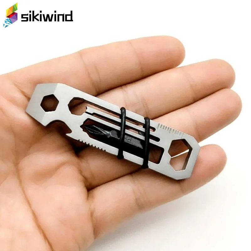 

6 in 1 EDC Gadget Outdoor Equipment Camping Keychain Supplies Bottle Opener Multi-Function Tools Wrench Multitool Z70