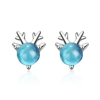 

Exquisite Sweet Crystal Blue Elk Earrings For Women Trend Creative 925 Sterling Silver Party Gift Jewelry Accessories SAE335