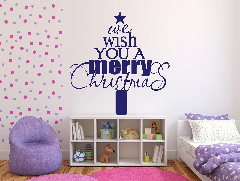 Adesivo de parede de vinil aplique letra frase desejamos lhe um feliz natal  sala de estar das crianças decoração da parede stickersdj15|Adesivos de  parede| - AliExpress