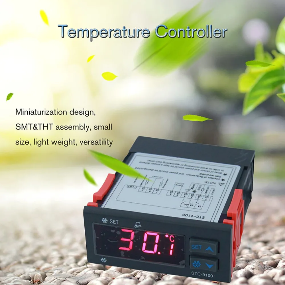 STC-9100 iIntelligent регулятор температуры холодильное размораживание сигнализация выход двойной датчик терморегулятор термометр