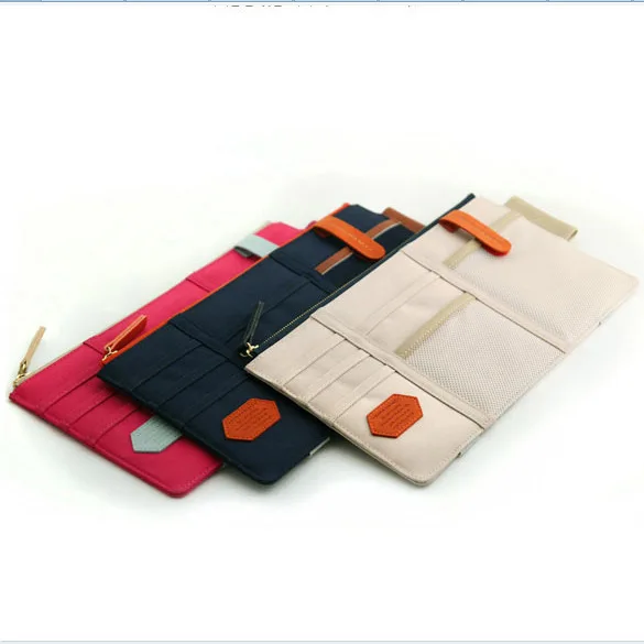 Travel Accessories Thin Automobile Sun Shading Board Bag Parking Card Bill Receipt Sundries Storage Hanging Bag Car Interior